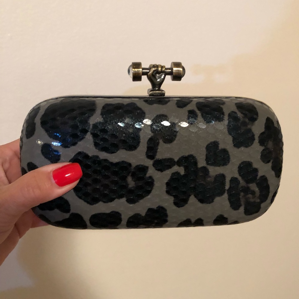 Black and grey snake skin clutch/shoulder bag